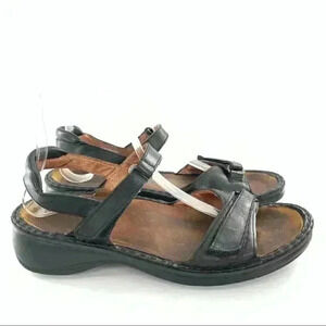 Naot flats 40 9-9.5 black leather sticky strap maryjanes comfort orthopedic